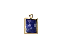 Lapis w/ Gold Finish Faceted Rectangle Focal 10x15mm