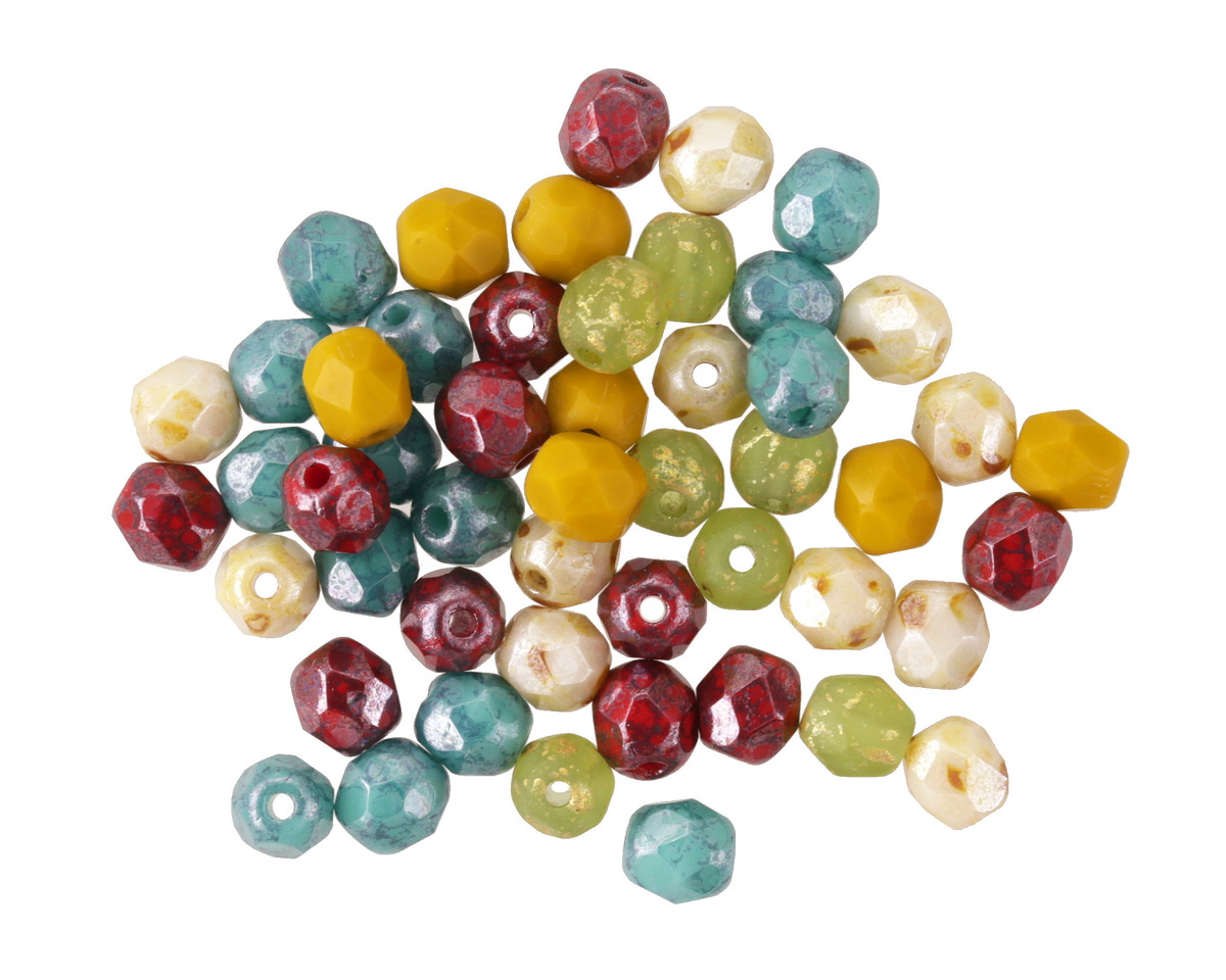 Czech Glass Western Mix Fire Polished Round 4mm