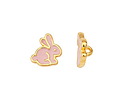 24K Gold (plated) Pink Enamel Bunny Button 11x11.5mm