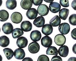 CzechMates Glass Polychrome Aqua Teal 2-Hole Cabochon 7mm