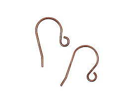 Antique Copper (plated) Plain Earwire w/ Loop 7x13mm