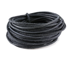Antique Black Round Leather Cord 2mm, 32 feet