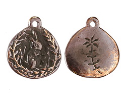 Green Girl Shibuichi Bunny Pendant 25x23mm