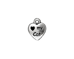 TierraCast Antique Silver (plated) Love My Cat Charm 10x12mm