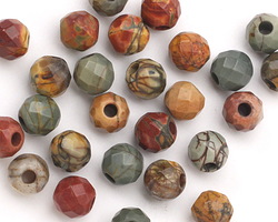Red Creek Jasper Faceted Round (Large Hole) 8mm