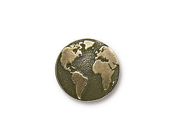 TierraCast Antique Brass (plated) Earth Button 16mm