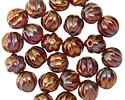 Czech Glass Siam Ruby Bronze Vega Melon Round 8mm