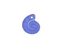 Royal Blue Beach-Style Glass Ammonite Pendant 15x18mm