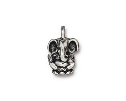 TierraCast Antique Silver (plated) Ganesh Charm 11x18mm