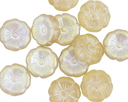 Czech Glass Matte Jonquil AB Hibiscus Coin 12mm
