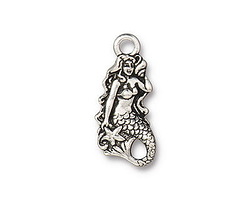 TierraCast Antique Silver (plated) Mermaid Charm 10x23mm