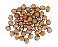 Czech Glass Matte Metallic Gold Iris Fire Polished Round 4mm