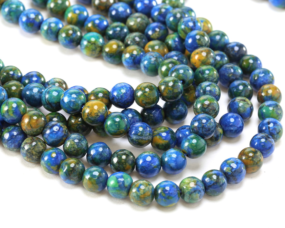 Azurite Crazy Lace Calcite Round 6mm