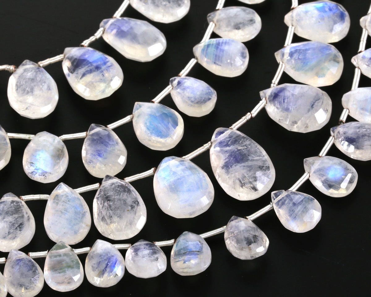 Rainbow Moonstone Graduated Faceted Teardrop 4.5-9.5x5.5-14.5mm