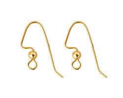 Gold (plated) Angular Earwire w/ 3mm Ball 19x22mm