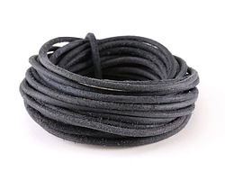 Antique Black Round Leather Cord 3mm, 16 feet