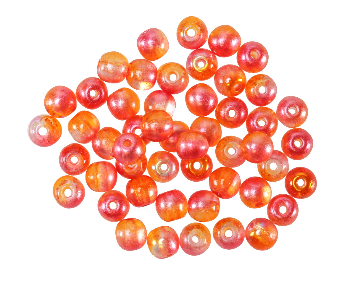 Czech Glass Glass Dual Coated Pink & Orange AB Round Druk 4mm
