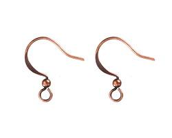 Antique Copper (plated) Flat Earwire w/ Ball 10x17mm (100 pieces)