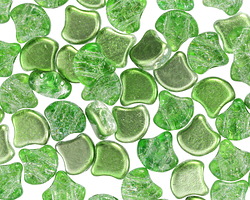 Matubo Czech Glass ColorTrends: Slushy Sour Apple 2-Hole Ginkgo Leaf 7.5mm