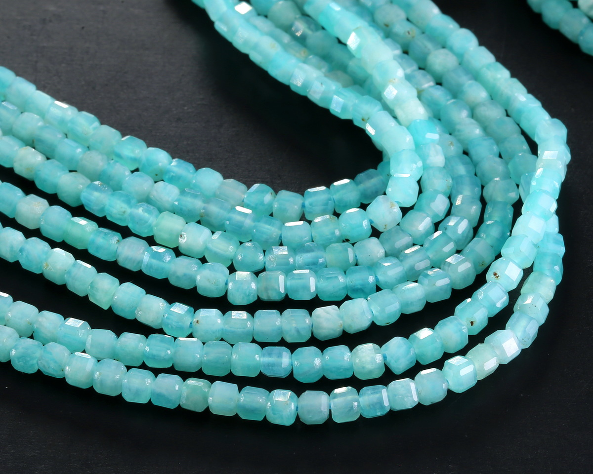 Brazilian Amazonite (A) Microfaceted Miracle Cube 3mm