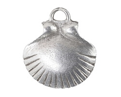 Mykonos Antique Silver (plated) Scallop Shell Pendant 33x36mm