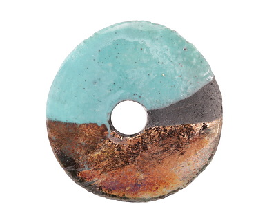 Mykonos Ceramic Raku Metallic Frosted Copper Large Spacer Disc 30mm