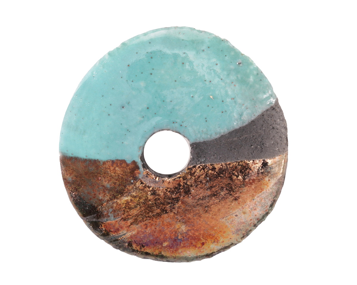 Mykonos Ceramic Raku Metallic Frosted Copper Large Spacer Disc 30mm