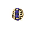 Nepalese Brass Ropes & Dots w/ Lapis Dots Rondelle 15x17-18mm