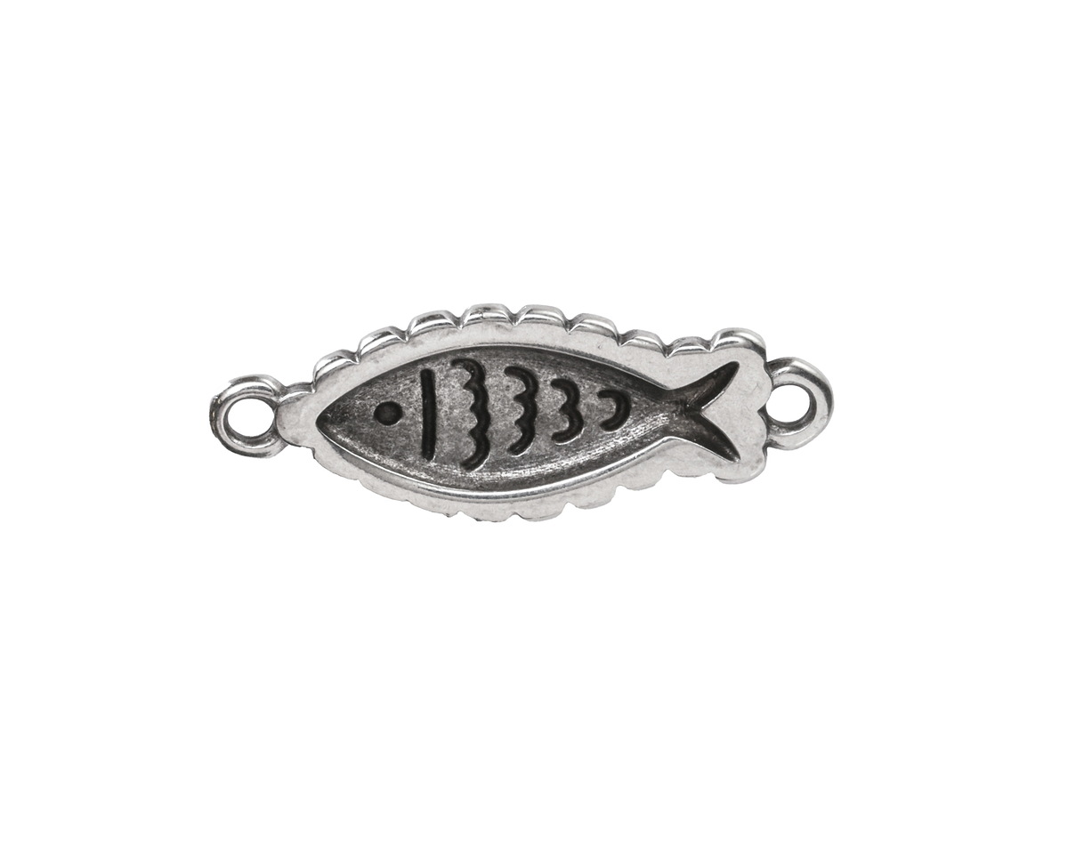 Antique Silver (plated) Fish Impression Focal Link 27x10mm