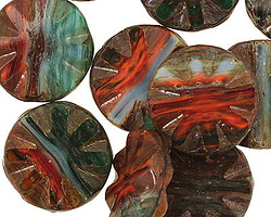 Czech Glass Vintage Christmas Flower Window Coin 18mm