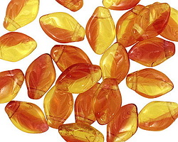 Czech Glass Fall Day Leaf Drop 8x12mm