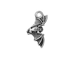 TierraCast Antique Silver (plated) Bat Charm 12x23mm