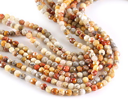 Crazy Lace Agate (red) Faceted Round 4mm