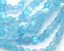 Aqua Fused Glass AB (matte) Round 6mm