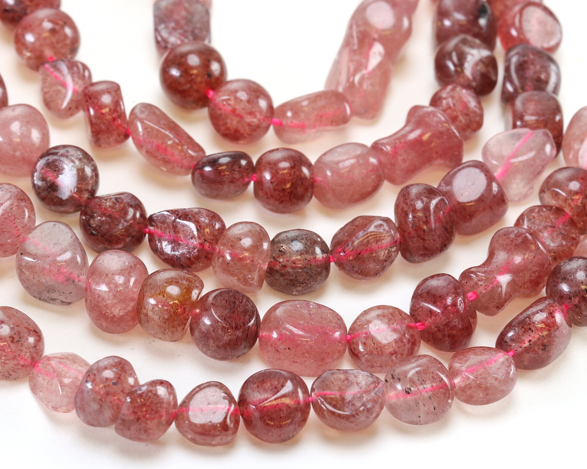 Strawberry Quartz Tumbled Nugget 5-11x7-9mm