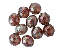 Czech Glass Lilac Picasso Fire Polished Round 10mm
