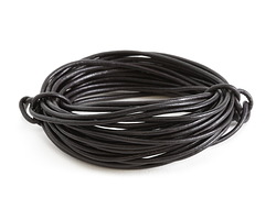 Natural Black Round Leather Cord 2mm, 16 feet
