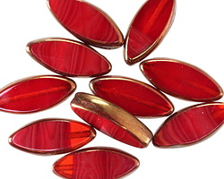 Czech Glass Bronzed Ruby Silk Horse Eye 18x7mm