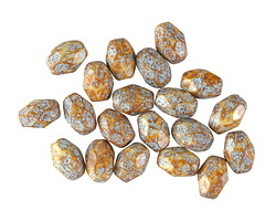 Czech Glass Bisque Picasso w/ Turquoise Fire Polished Rice 7x5mm