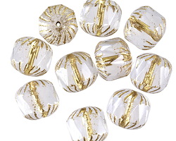 Czech Glass Crystal w/ Gold Cruller 10mm