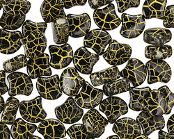 Matubo Czech Glass ColorTrends: Ionic Jet Yellow 2-Hole Ginkgo Leaf 7.5mm