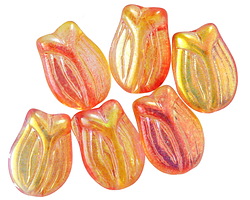 Czech Glass Metallic Sunset Luster Sunset Tulip 16x11mm