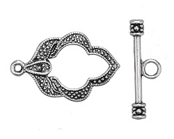 Antique Silver (plated) Lotus Toggle Clasp 17x26mm, 24mm Bar