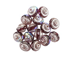 Czech Glass Amethyst AB w/ Antique Silver UFO 6x8mm