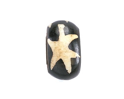 African Batiked Bone w/ Stars Large Rondelle Bead 12-15x20-25mm