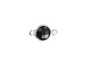 Jet Crystal Round Link in Silver Finish Bezel 14.5x8.5mm