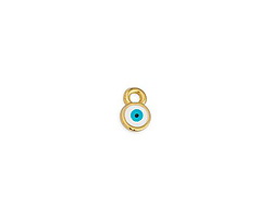 24K Gold (plated) White & Turquoise Enamel Evil Eye Tiny Focal 5x7mm