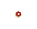 24K Gold (plated) Red/White Enamel Daisy Bead 8mm