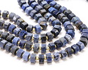 Dumortierite Microfaceted Hexagon Heishi 4x8mm