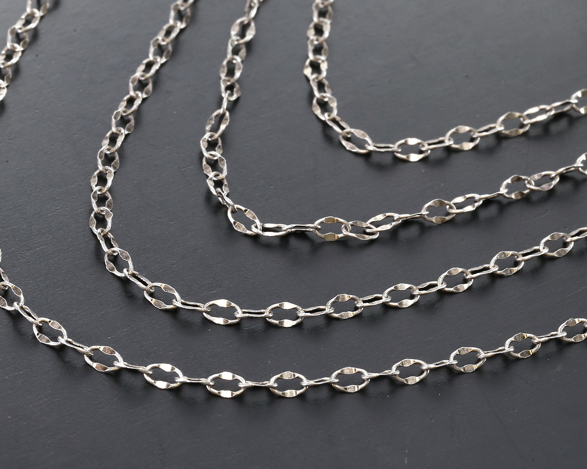 Antique Silver (plated) Half Flat Delicate Cable Chain, 5' Package